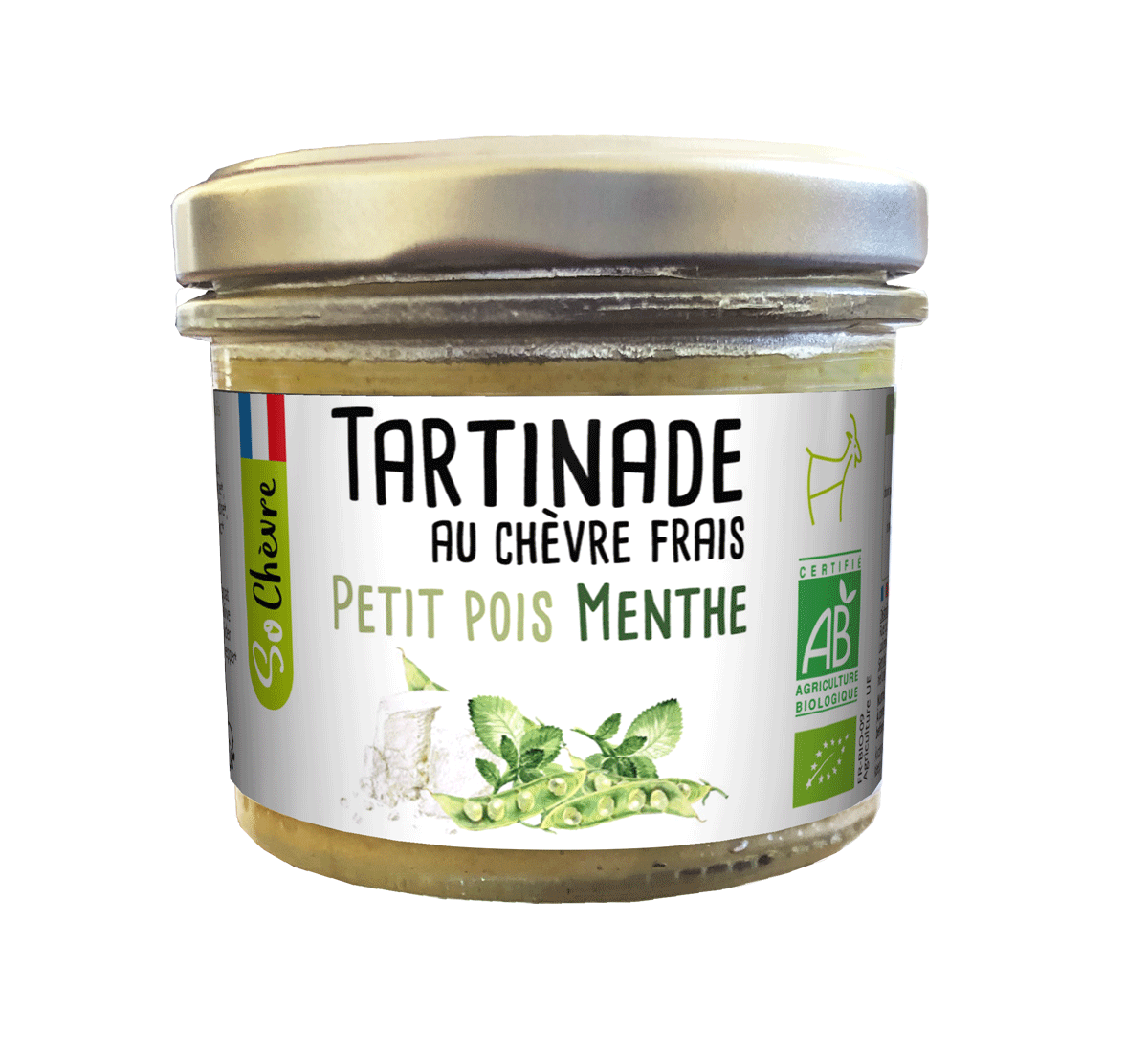 TARTINADE AU CHEVRE FRAIS PETIT POIS MENTHE